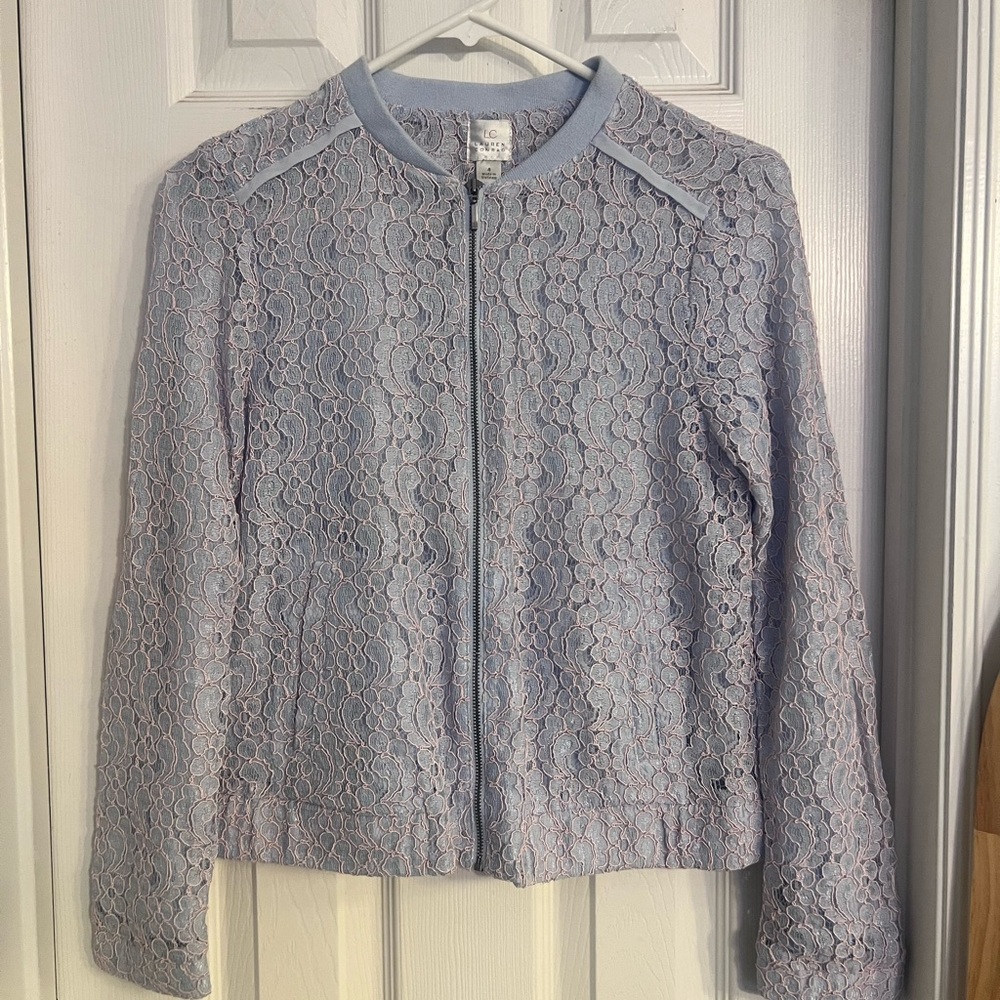 Adorable LC Lauren Conrad Lace Bomber Jacket size 4